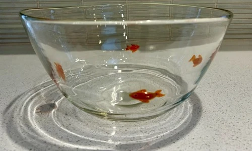 Vintage Murano Style  Hand Blown Art Glass Koi Fish Bowl