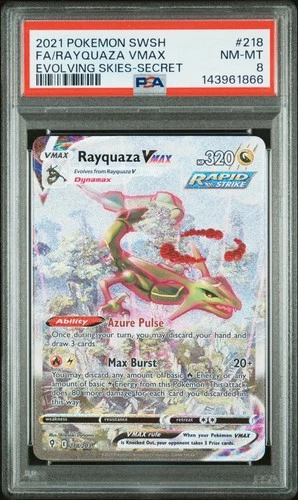 2021 POKEMON SWORD & SHIELD EVOLVING SKIES SECRET FULL ART/RAYQUAZA VMAX PSA 8