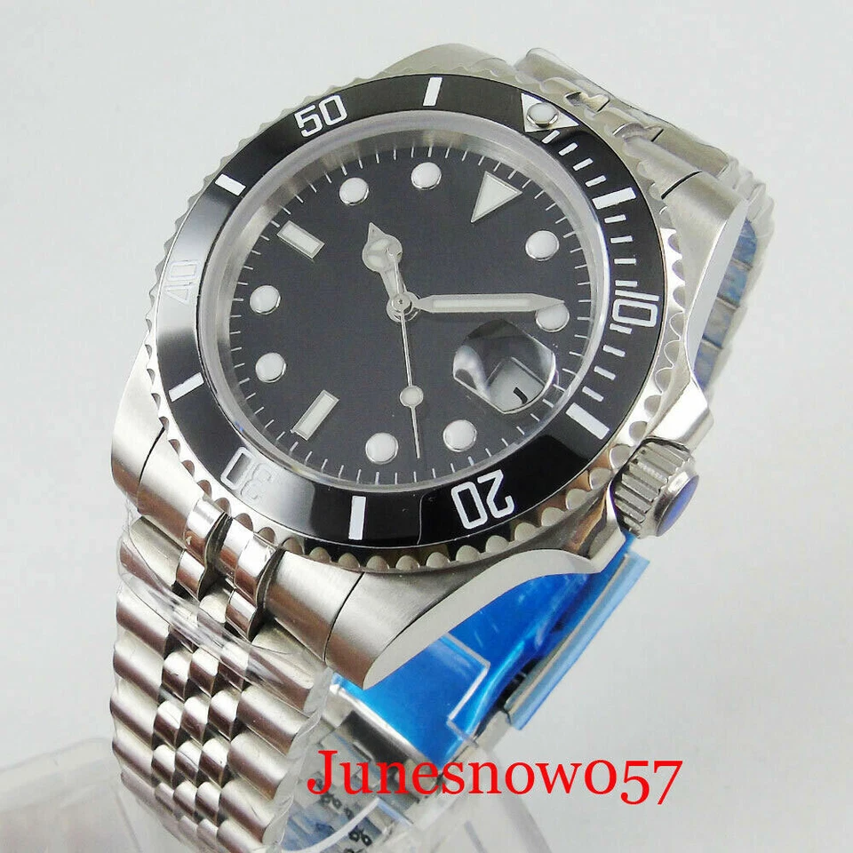 Reloj Pulsera Hombre Lujo Movimiento MIYOTA 40mm Caja Plateada Cristal Zafiro Fecha  Foto 2 de 4
