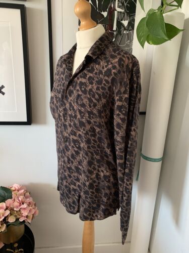 Allsaints brown & black tonal slouchy cotton animal leopard print shirt blouse - Picture 5 of 5