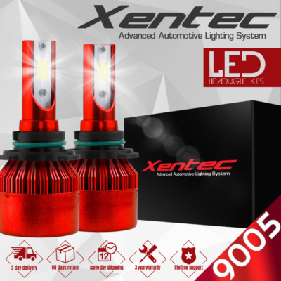 Pair XENTEC LED Headlight Conversion Kit 9005 HB3 H10 200W 6500K 20000LM Bulb
