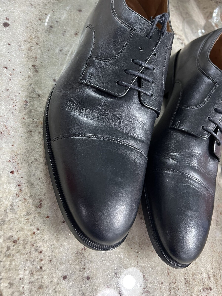 JOHNSTON & MURPHY 59-1955 Black Leather Cap Toe Shoes Men's Size
