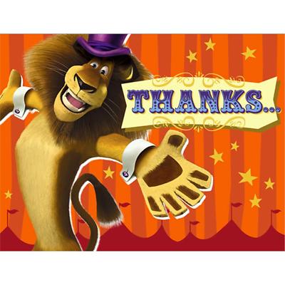8 Madagascar 3 THANK YOU CARDS Birthday Party Supplies Hallmark Envelopes Alex