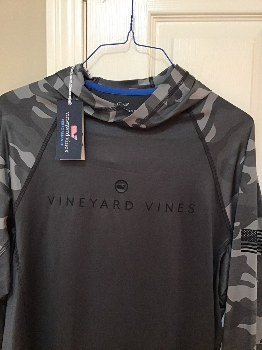 Vineyard Vines Mens Performance Camo Fishing UPF L/S Hoodie Small