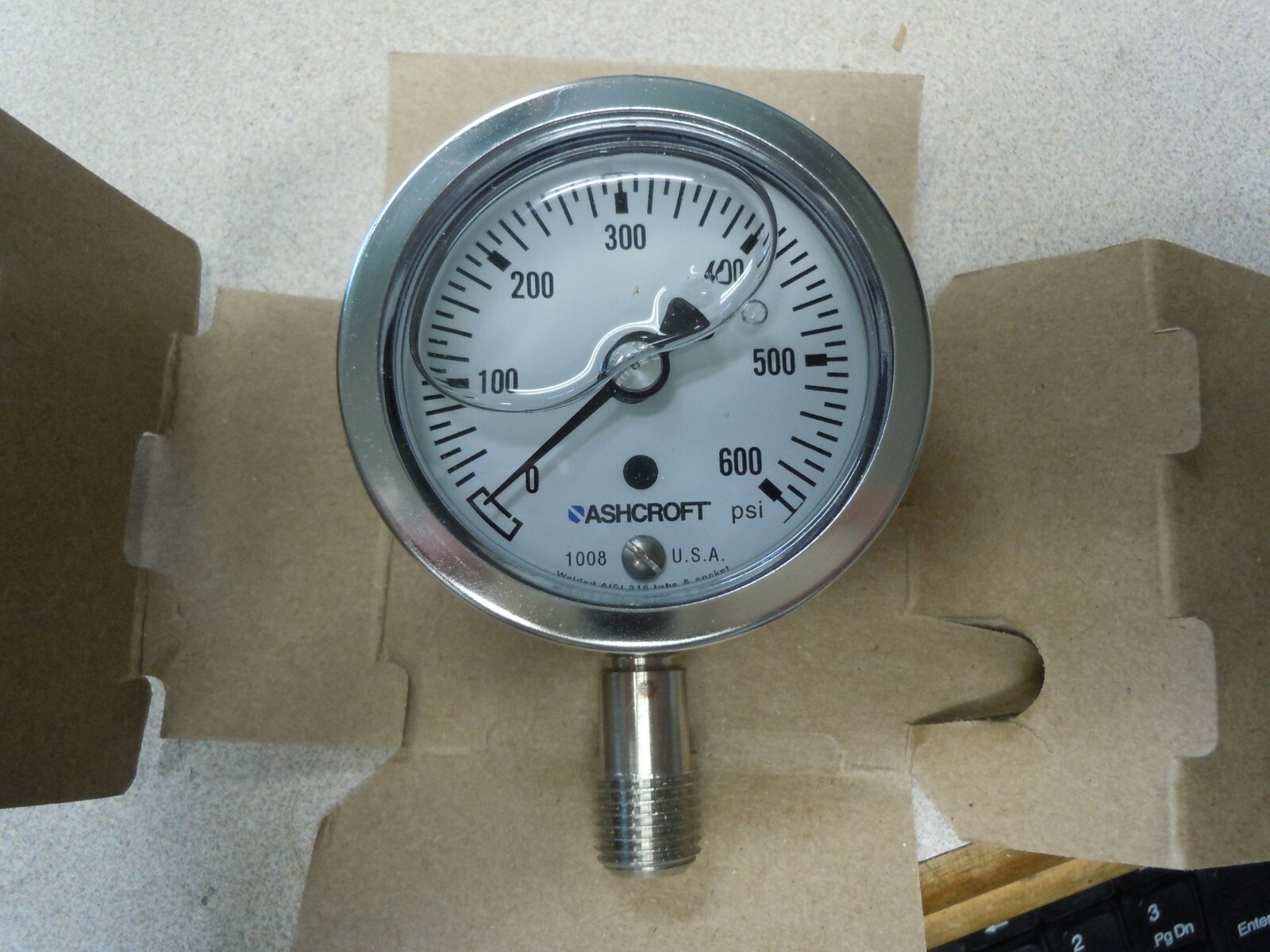 Ashcroft 631008SL02L600PSI 63mm Stainless Steel Case Gauge 600 PSI