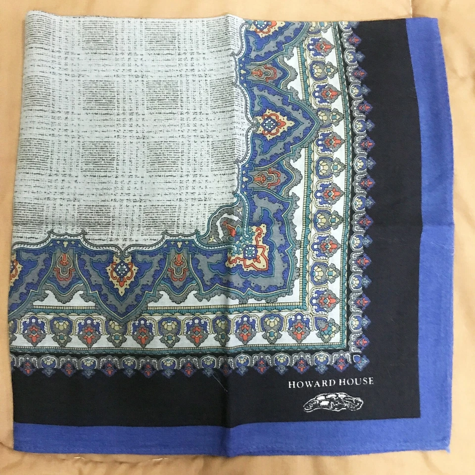 PAISLEYS HOMBRE PAÑUELO AZUL Y NEGRO ARTE CLÁSICO ALGODÓN DE COLECCIÓN PAÑUELO DE BOLSILLO 18" Foto 2 de 3