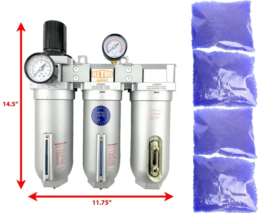 1" SUPER DUTY INDUSTRIAL GRADE FILTER REGULATOR COALESCING DESICCANT DRYER SYS - Image 2 of 4