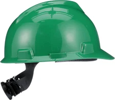 MSA GREEN V Gard ANSI OSHA Construction Safety HARD HAT 4 PT Ratchet Suspension