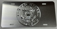 Silver On Silver Engraved Us Army Military Car Tag Diamond Etched License Plate Silver On Silver Engraved Us Army Military Car Tag Diamond Etched License Plate