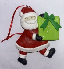 Vintage Santa Claus Clay Dough Christmas Tree Ornament 4  Holiday Decor