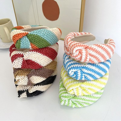 Gestrickte Stirnbänder Mit Mittelknoten Handgefertigter Bunt Gewebter