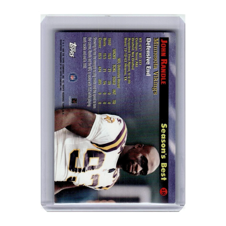 1998 Topps Season's Best John Randle Vikings #18 - Image 2 of 3
