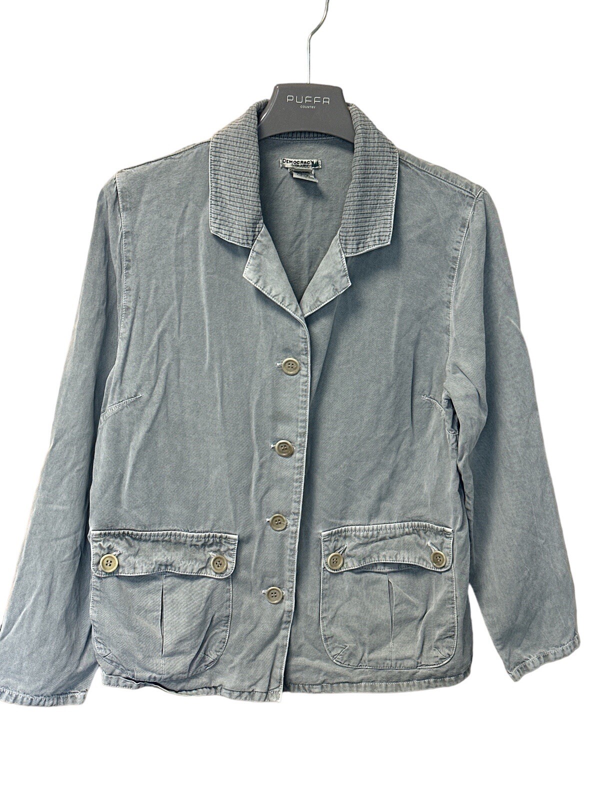Democracy Women's Jacket Button Down Gray Utility… - image 1