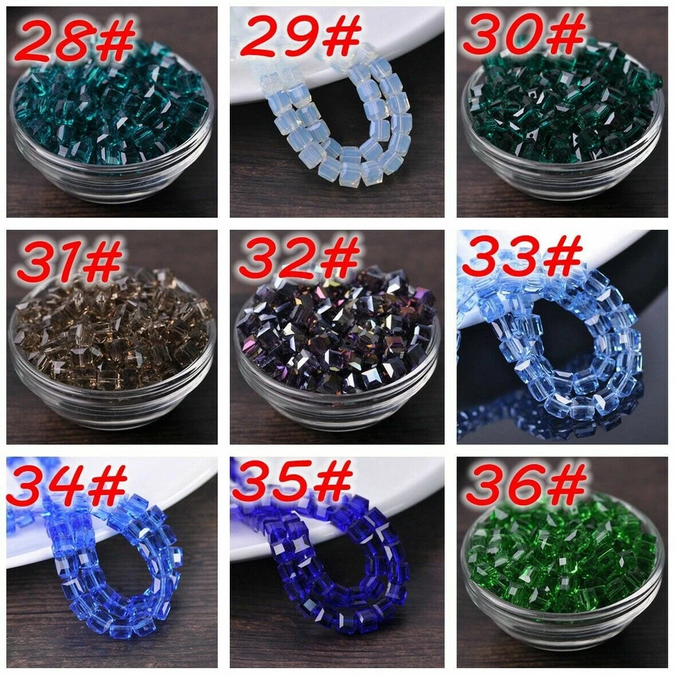 Cube Faceted Crystal Glass Loose Spacer Beads Lot 3mm 4mm 6mm 8mm 10mm 14mm - Image 4 of 4