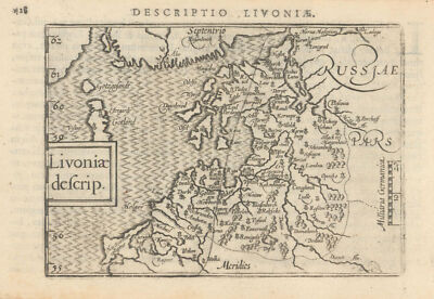 Livoniae Beschreibung. von Bertius / Langenes. Baltikum. Lettland Estland 1603 Landkarte