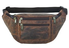 Premium Buffalo Leather Fanny Pack Waist Multifunction Hip Bum Bag Travel Pou...