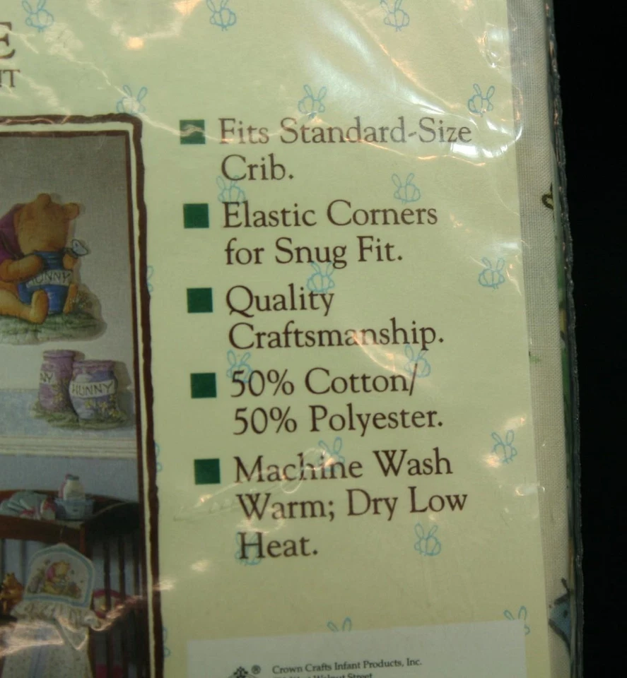 Трудно найти классическую простыню на резинке для кроватки Pooh And His Hunny Pots новая - Изображение 4 из 4