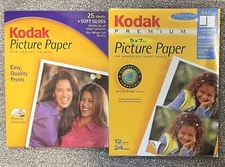 SEALED 2 Kodak Picture / Photo Paper Sheets (8 1/2 x 11 And 5x7) Inkjet Printer