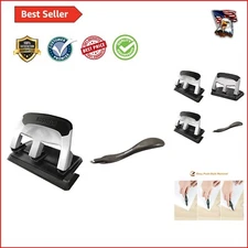 EZ Squeeze Ergonomic 3 Hole Punch & Magnetic Staple Remover Bundle, Black