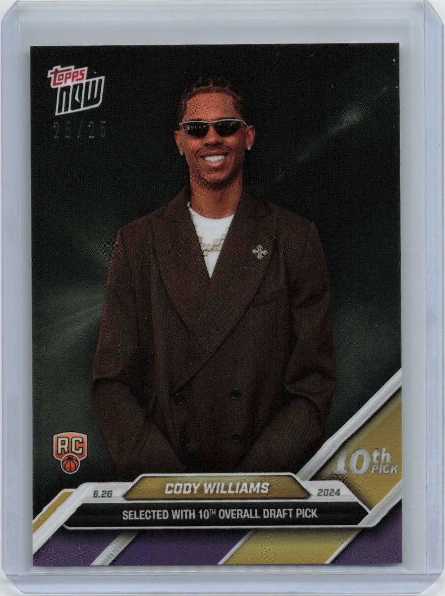 Cody Williams - 2024 TOPPS NOW Basketball - D7 - RC - 10th Pick - PURPLE 25/25!