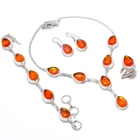 Orange Triplet Opal Gemstone 925 Silver Handmade Ethnic Jewelry Set