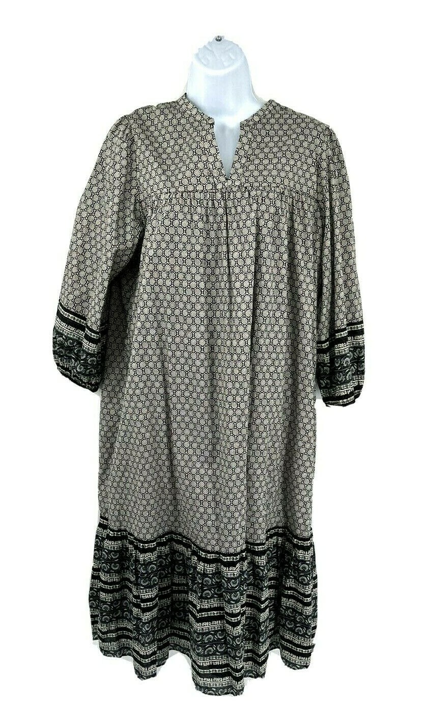 Anna Sui Uniqlo Black White Floral Ruffle Midi Dress Womens Medium Sweed thumbnail 2