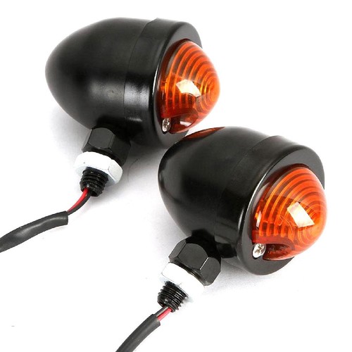 4Pcs Vintage Motorcycle Black Turn Signals Amber Light Bullet For Harley Honda - Picture 9 of 11