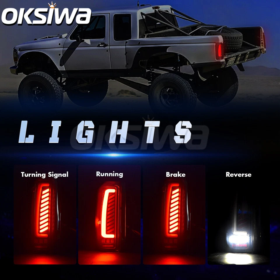 Smoke LED Taillights For 1989-1996 Ford F150 F250 F350 Bronco Brake Rear Lamps - Image 3 of 4