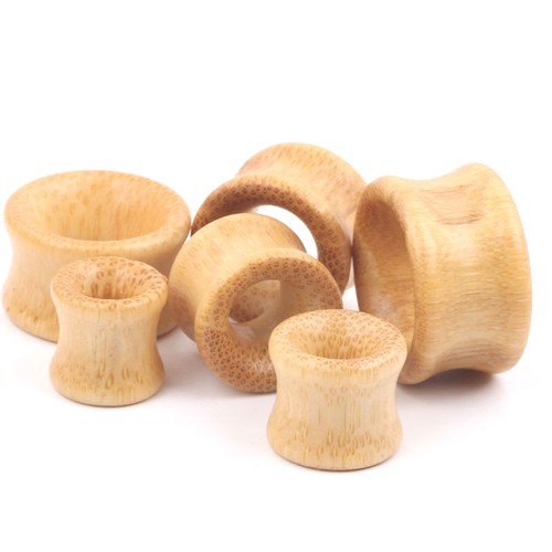 PAAR HANDGESCHNITZTE BAMBUS Ohr Tunnel Ohrmesser Ohrstöpsel BIO Holz - Bild 4 von 6