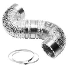 8 inch 25 feet Non-Insulated Flex Air Aluminum Ducting Vent Hose with Clamps