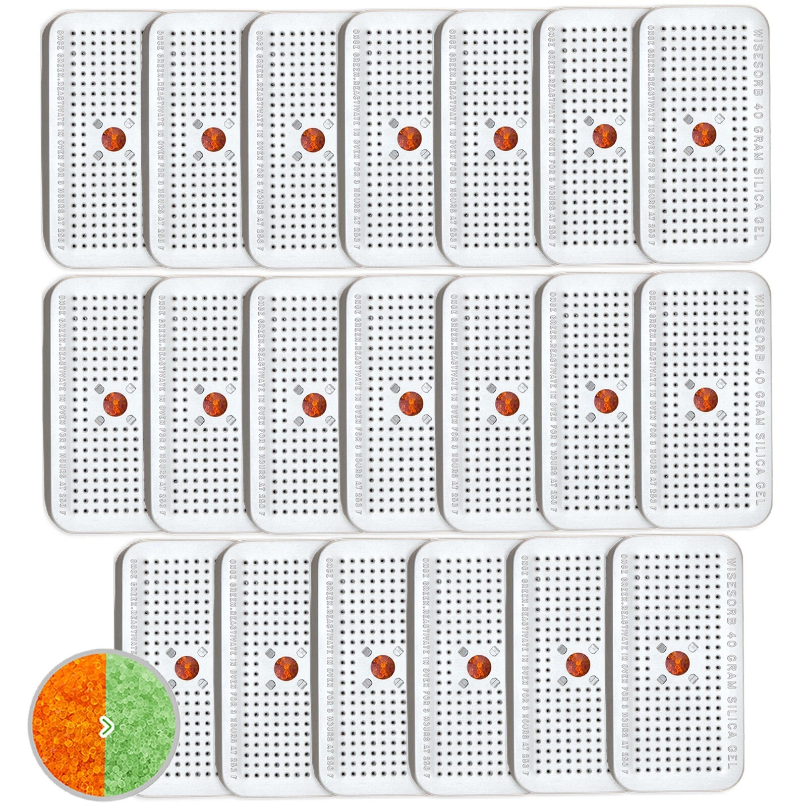 40 Gram 20 Pack Silica Gel Canister Reusable Indicating Desiccant Dehumidifier