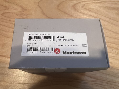 Manfrotto - 494 - Mini Ball Tripod Head - 50mm Platform - Friction Control - Picture 2 of 8