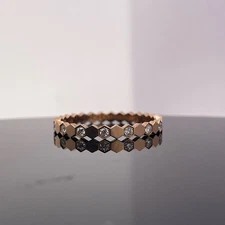 Bee De Chaumet 18k Rose Gold 0.21Ctw Natural Diamond Eternity Ring $3300 Retail