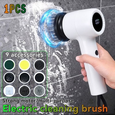 9 In 1 Cordless Mini Electric Cleaning Brush Spinning Scrubber Handheld 1800mah
