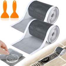 2 Pack 4 Inch x 33 ft Linear Shower Drain Hair Catcher Screen Disposable Adhe...