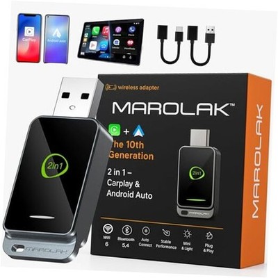 2-in-1 Wireless CarPlay & Android Auto Adapter (2026 Upgraded WiFi 6-BT 5.4) 