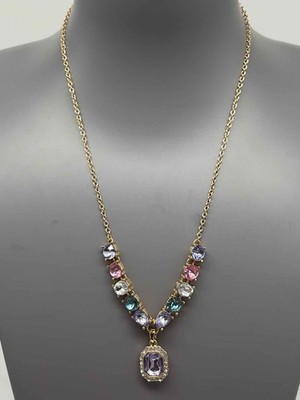 Gebrauchte J Crew Gold Edelstein Anhänger Halskette