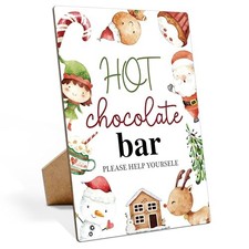 Hot Cocoa Bar Sign, Christmas Party Decor, 8 11 Wooden Hot Cocoa Bar Sign - 10