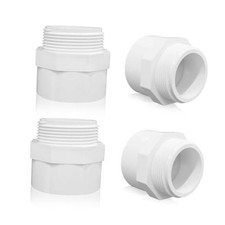 4Pcs 2"White 2-Way PVC Pipe Coupling Adapter Hex Nipple NPT Male Thread 2 Inch
