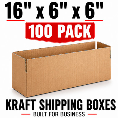 100 Pack 16x6x6 Corrugated Shipping Boxes Kraft Cardboard Mailer Packing Boxes