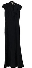 Alexander McQueen Dress EU38/US 6 Black Maxi Cap Sleeves V-Neck Acetate Formal
