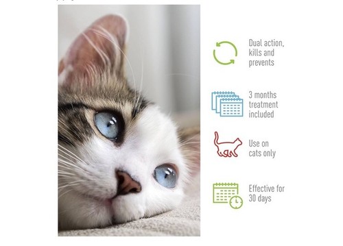 Adams Plus Flea & Tick Spot On for Cats Over 2.5 lbs Under 5 Pounds 3 Months - Picture 4 of 6