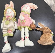 Burton + Burton Plush Easter Bunny Couple 2013 w/ Floral Outfits & Basket + Sisa