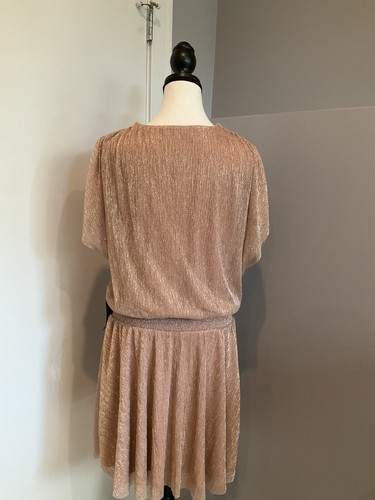 White House Black Market Gorgeous Pink And Gold Midi Dress Size M - Picture 4 of 6