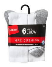 Hanes MC10/6 ComfortBlend Socks for Men, Size 6-12 - White 6 Pack