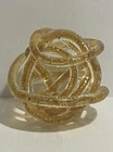 Murano Style Art Glass Rope Knot Sculpture Gold Twisted MCM Vintage Holidays
