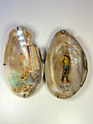 SOUVENIR DE BORD DE MER 2 COQUILLAGES PEINT DÉBUT XXème