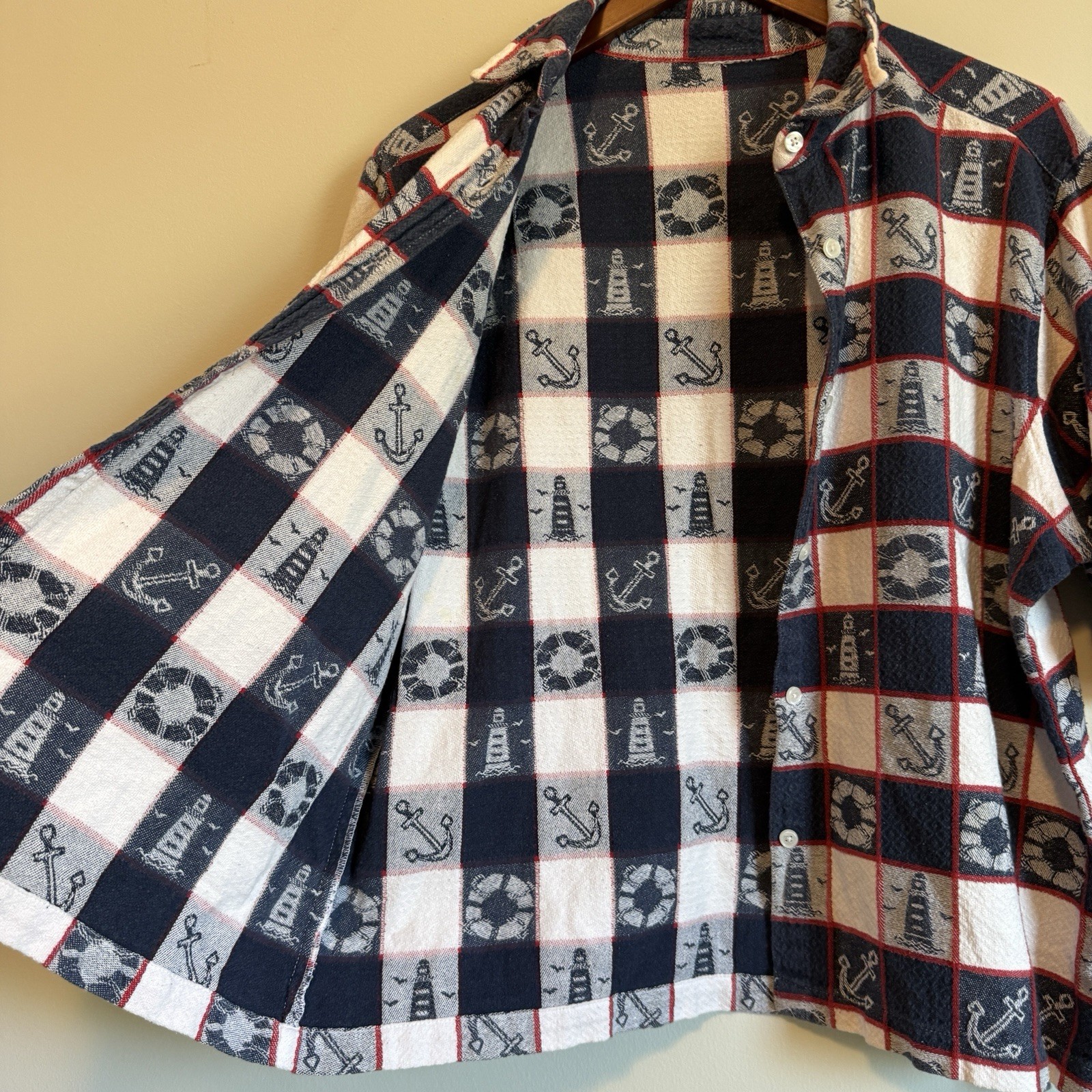 VTG Nautical Pattern Button Down SIZE M COTTON SH… - image 8
