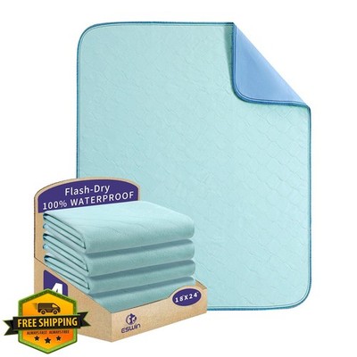 ESWIN Bed Pads Washable 6 Pack Light Green 18x24