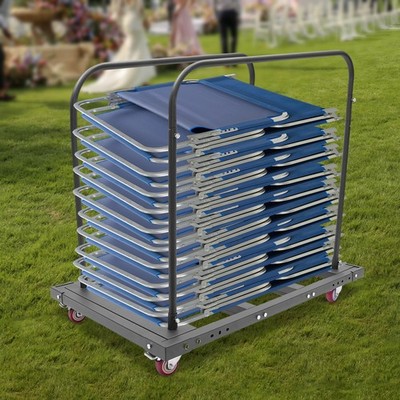 Folding Table Cart Dolly - Holds 10 Tables, Q235 Steel, Wheels & Brakes